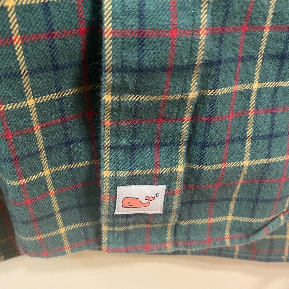 Mens Vineyard Vines Green Red Plaid Murray Shirt Long Sleeve Size Medium - Picture 3 of 3